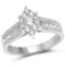 0.84 Carat Genuine White Diamond 14K White Gold Ring (G-H Color SI1-SI2 Clarity)