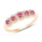 0.45 Carat Genuine Ruby and White Diamond 14K Yellow Gold Ring