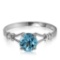 1.02 CTW 14K Solid White Gold Reveal How Blue Topaz Diamond Ring