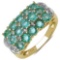 14K Yellow Gold Plated 2.44 Carat Genuine Emerald & White Topaz .925 Streling Silver Ring