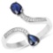 0.77 Carat Genuine Blue Sapphire and White Diamond 14K White Gold Ring