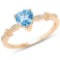 0.96 Carat Genuine Swiss Blue Topaz and White Diamond 14K Yellow Gold Ring