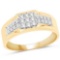0.37 Carat Genuine White Diamond 14K Yellow Gold Ring (G-H Color SI1-SI2 Clarity)