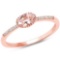 0.48 Carat Genuine Morganite and White Diamond 14K Rose Gold Ring