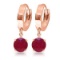 2.5 Carat 14K Solid Rose Gold Hoop Ruby Drop Earrings