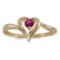 Certified 10k Yellow Gold Round Rhodolite Garnet Heart Ring 0.12 CTW