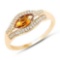 0.70 CTW Genuine Citrine and White Diamond 14K Yellow Gold Ring