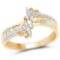 0.30 CTW Genuine White Diamond 14K Yellow Gold Ring (G-H Color SI1-SI2 Clarity)