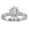 Certified 10k White Gold Oval Opal And Diamond Ring 0.08 CTW