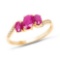 1.00 Carat Genuine Ruby and White Diamond 14K Yellow Gold Ring