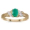 Certified 14k Yellow Gold Oval Emerald And Diamond Ring 0.32 CTW