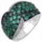 2.28 Carat Genuine Emerald & White Topaz .925 Sterling Silver Ring