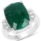 8.50 Carat Dyed Emerald and White Topaz .925 Sterling Silver Ring