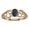 Certified 10k Yellow Gold Oval Sapphire And Diamond Ring 0.41 CTW
