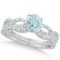 Aquamarine and Diamond Infinity Style Bridal Set 14k White Gold 1.64ct
