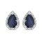 Pear Blue Sapphire and Diamond Stud Earrings 14k White Gold (1.70ct)