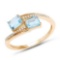 1.11 CTW Genuine Swiss Blue Topaz and White Diamond 14K Yellow Gold Ring