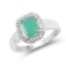 1.73 Carat Genuine Emerald and White Topaz .925 Sterling Silver Ring