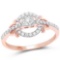 0.34 Carat Genuine White Diamond 14K Rose Gold Ring (G-H Color SI1-SI2 Clarity)
