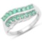 0.80 Carat Genuine Emerald .925 Sterling Silver Ring