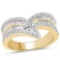 0.72 Carat Genuine White Diamond 14K Yellow Gold Ring (G-H Color SI1-SI2 Clarity)