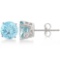 Antique Art Deco Aquamarine Stud Earrings 14k White Gold (2.50ct)