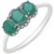 0.76 Carat Emerald & White Diamond 10K White Gold Ring