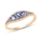 0.56 Carat Genuine Tanzanite and White Diamond 14K Yellow Gold Ring