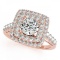 CERTIFIED 18K ROSE GOLD 2.14 CT G-H/VS-SI1 DIAMOND HALO ENGAGEMENT RING