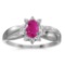 Certified 14k White Gold Oval Ruby And Diamond Ring 0.37 CTW