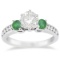 Three-Stone Emerald and Diamond Engagement Ring 14k White Gold (1.15ct)