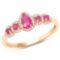 0.56 Carat Genuine Ruby and White Diamond 14K Yellow Gold Ring