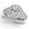 CERTIFIED 14KT WHITE GOLD 0.95 CT G-H/VS-SI1 DIAMOND HALO BRIDAL SET