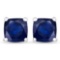 3.60 Carat Emerald Glass Filled Ruby and Glass Filled Sapphire .925 Sterling Silver Earrings