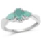 0.91 Carat Genuine Emerald and White Diamond .925 Sterling Silver Ring
