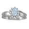 Certified 14k White Gold Oval Aquamarine And Diamond Ring 0.43 CTW