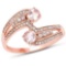 0.70 Carat Genuine Morganite and White Diamond 14K Rose Gold Ring