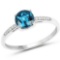 1.05 Carat Genuine London Blue Topaz and White Diamond 14K White Gold Ring