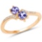 0.51 Carat Genuine Tanzanite and White Diamond 14K Yellow Gold Ring