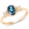 0.94 Carat Genuine London Blue Topaz and White Diamond 14K Yellow Gold Ring