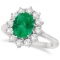 Oval Emerald and Diamond Ring 14k White Gold (3.60ctw)