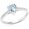 0.65 Carat Genuine Aquamarine and White Diamond 14K White Gold Ring