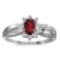 Certified 14k White Gold Oval Garnet And Diamond Ring 0.48 CTW