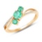 0.60 CTW Genuine Zambian Emerald and White Diamond 14K Yellow Gold Ring