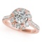 CERTIFIED 18K ROSE GOLD 1.51 CT G-H/VS-SI1 DIAMOND HALO ENGAGEMENT RING