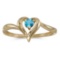 Certified 10k Yellow Gold Round Blue Topaz Heart Ring 0.11 CTW