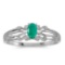 Certified 14k White Gold Oval Emerald Ring 0.16 CTW