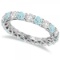 Luxury Diamond and Aquamarine Eternity Ring Band 14k White Gold (4.20ct)