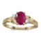 Certified 14k Yellow Gold Oval Ruby And Diamond Ring 0.77 CTW