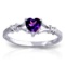 0.47 CTW 14K Solid White Gold Rings Natural Diamond Purple Amethyst